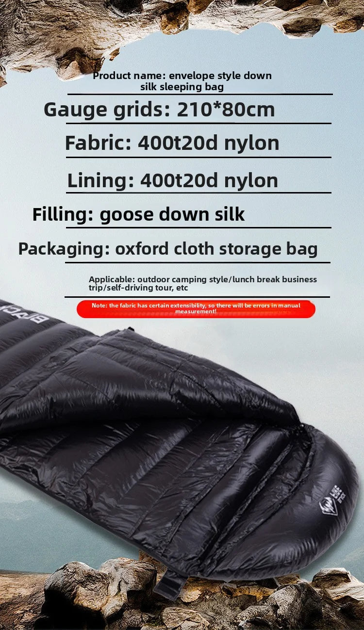 BLACK FLRE Goose Down Adult Envelope Outdoor Light Portable Sleeping Bag Down Sleeping Bag
