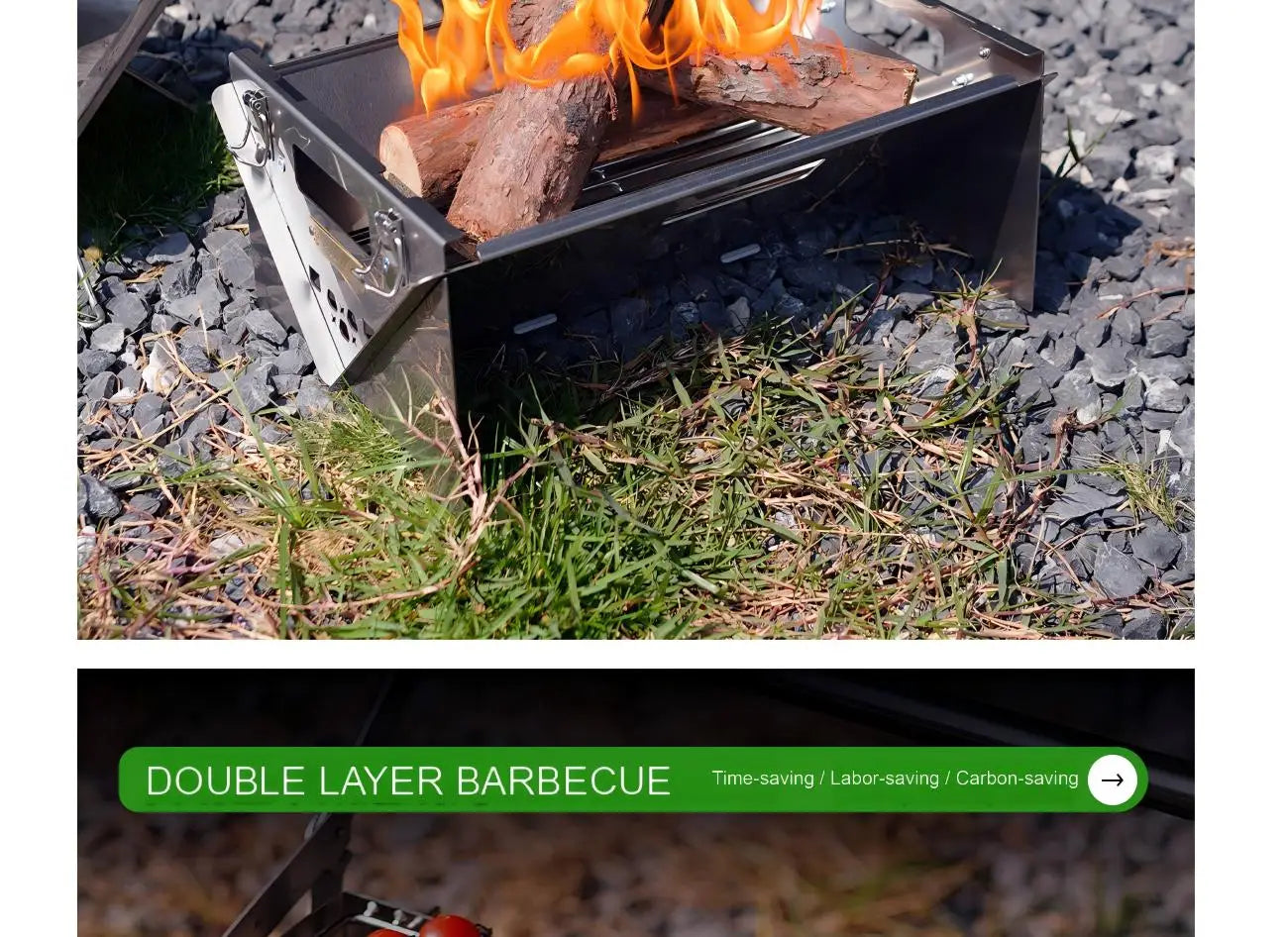 360° Rotating BBQ Grill – Stainless Steel, 5.7kg Lightweight for Camping & Parties – Feeds 1-6, Hands-Free Grilling for Family &