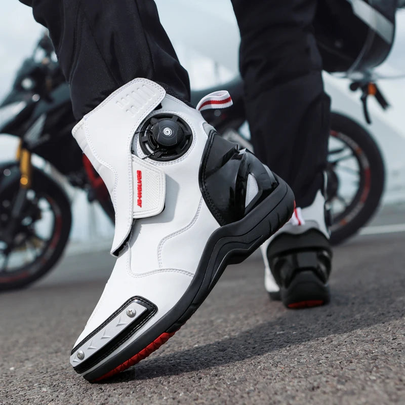 Fashion Men's Motorcycle Boots Waterproof Anti-Slip Motorbike Boots Man Motos Riding Shoes TPU Anti-collision Motocross Boot