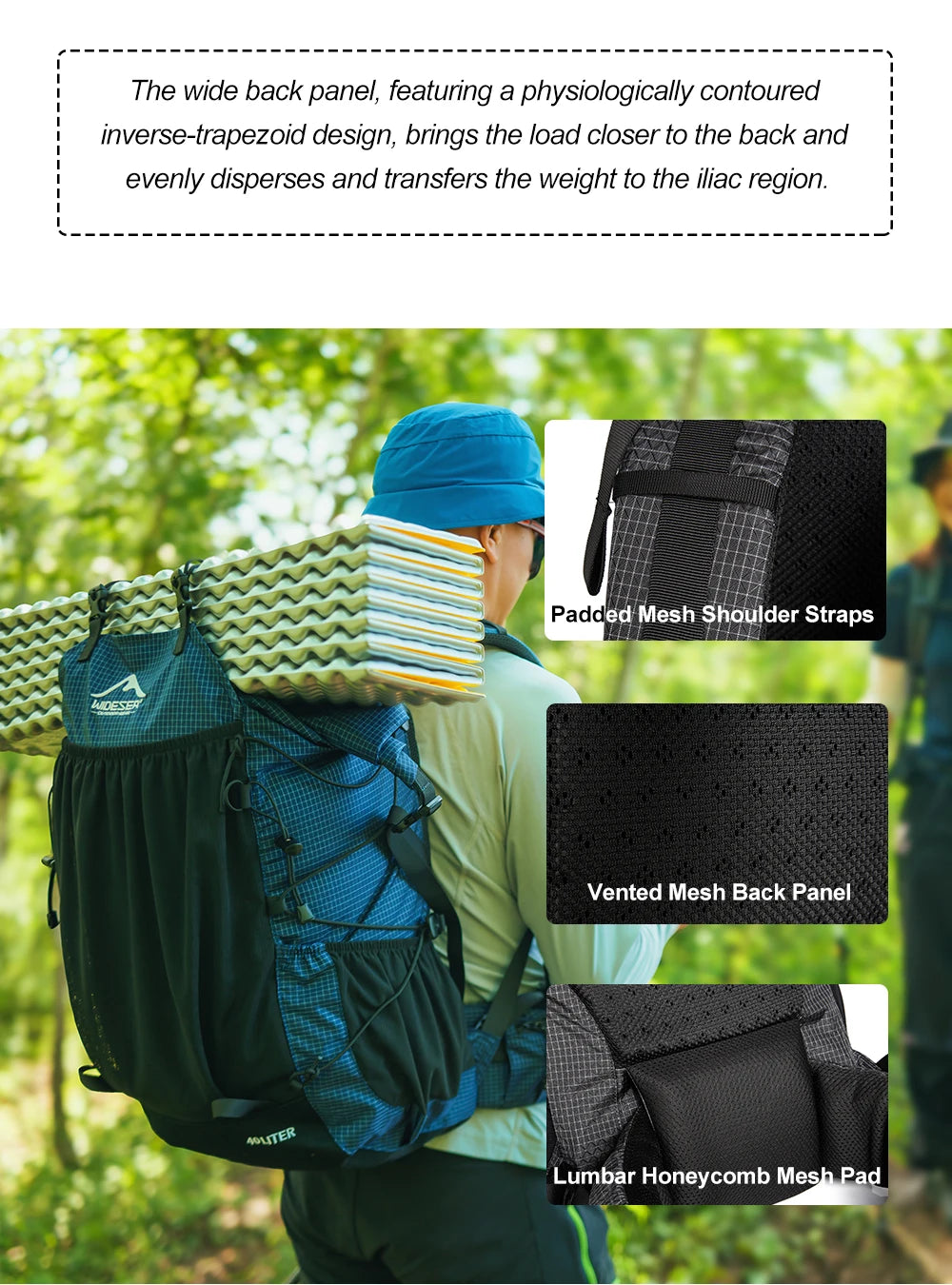 Widesea Camping Backpack 40L Hiking Bag Sports Men's Backpacks Ultralight Waterproof Trekking Travel Essentials Camping Supplies