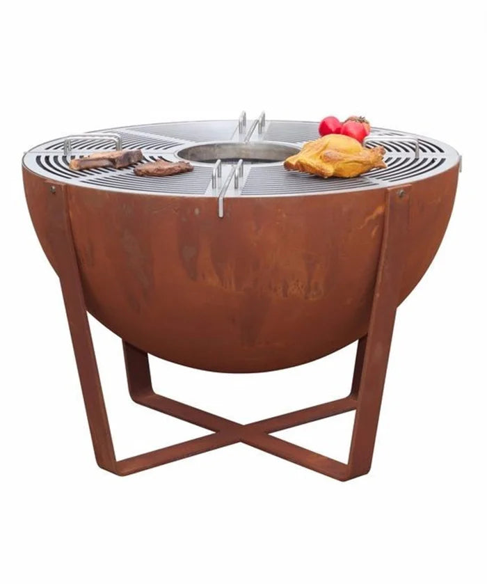 Large Wood Fired Barbecue Charcoal Stainless Cooking Plate BBQ Grill Steel Round Fire Pit Bowl