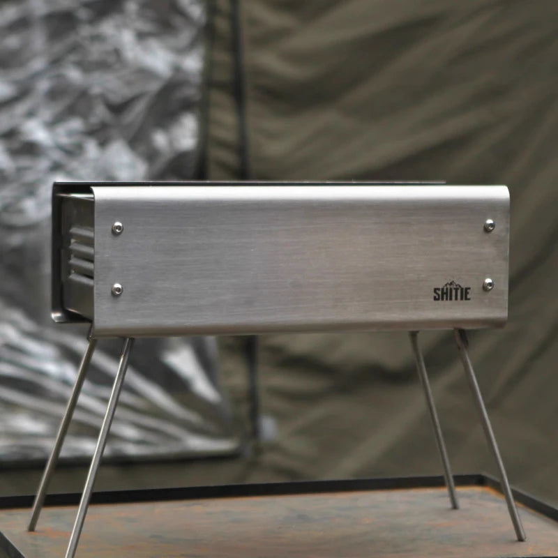 Outdoor Folding Camping Furnace Portable Stainless Steel Household Barbecue Stove Stable Thickened Charcoal Rack Outdoor Stoves