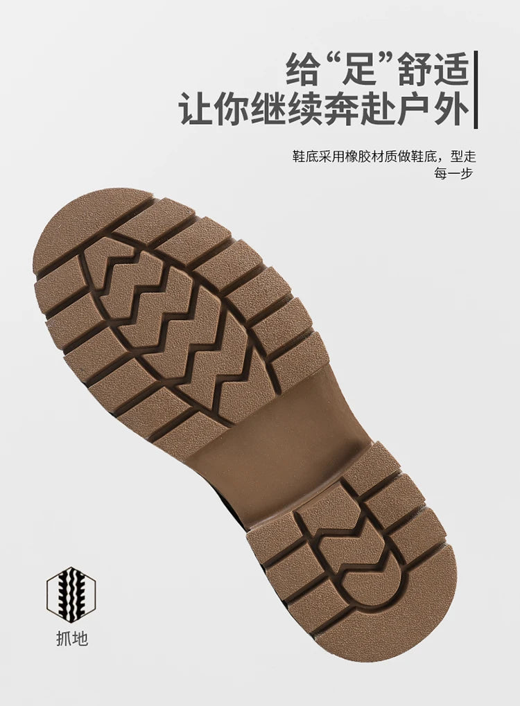 High Top Boots Men's Leather Shoes Fashion Motorcycle Ankle Boots for Men Winter Boots Man All-match Shoes Lace-Up Botas Hombre