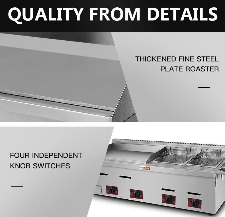 Commercial Stainless Steel Kitchen Grill Bbq Burger Fryer Hotplate Full Flat Ribbed Countertop Electric Griddle