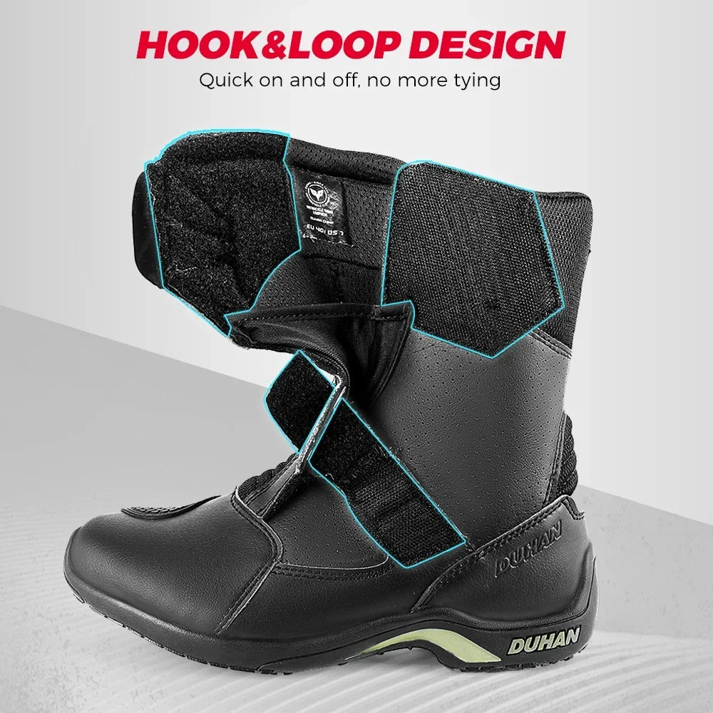 Motorcycle Short Boots Couple Shoes Leather Men Women Riding Racing Protective Breathable Anti-slip Soft Sole Motocross Off-road