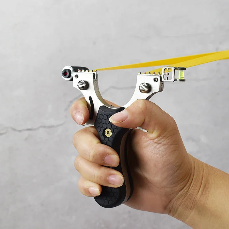 Professional Slingshot Outdoor Stainless Steel Hunting Catapult with ABS Patch Handle Using Flat Rubber Band Shooting