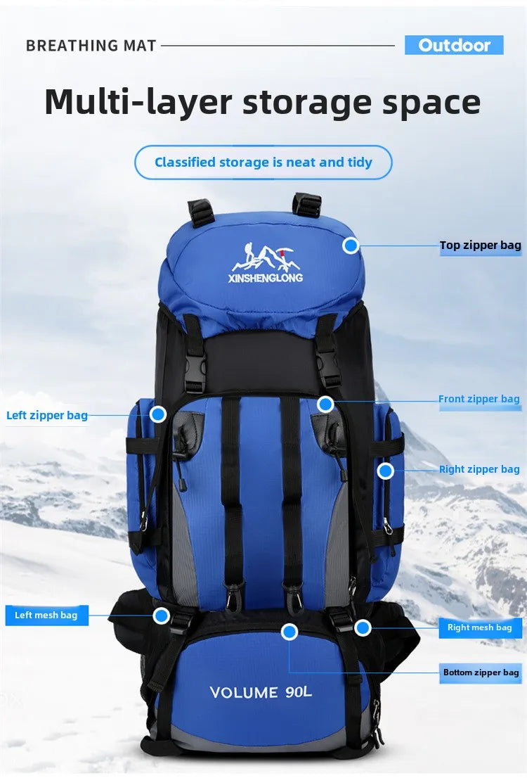 90L Large Capacity Outdoor Hiking Mountaineering Bag Lightweight Backpack Suitable for Hiking Camping Waterproof Travel Bag