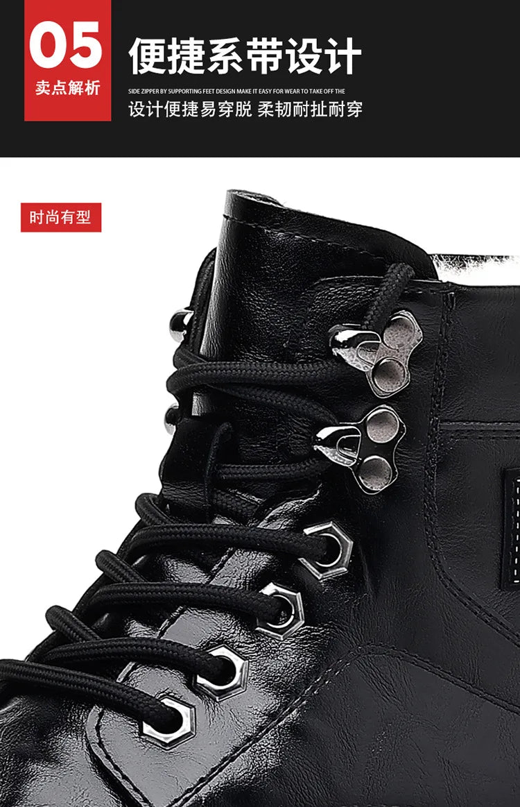 Winter Cotton Shoes Men Fashionable High-top Wear-resistant Shoes Thick-soled Plus Velvet Snow Boots Outdoor Non-slip Work Boots