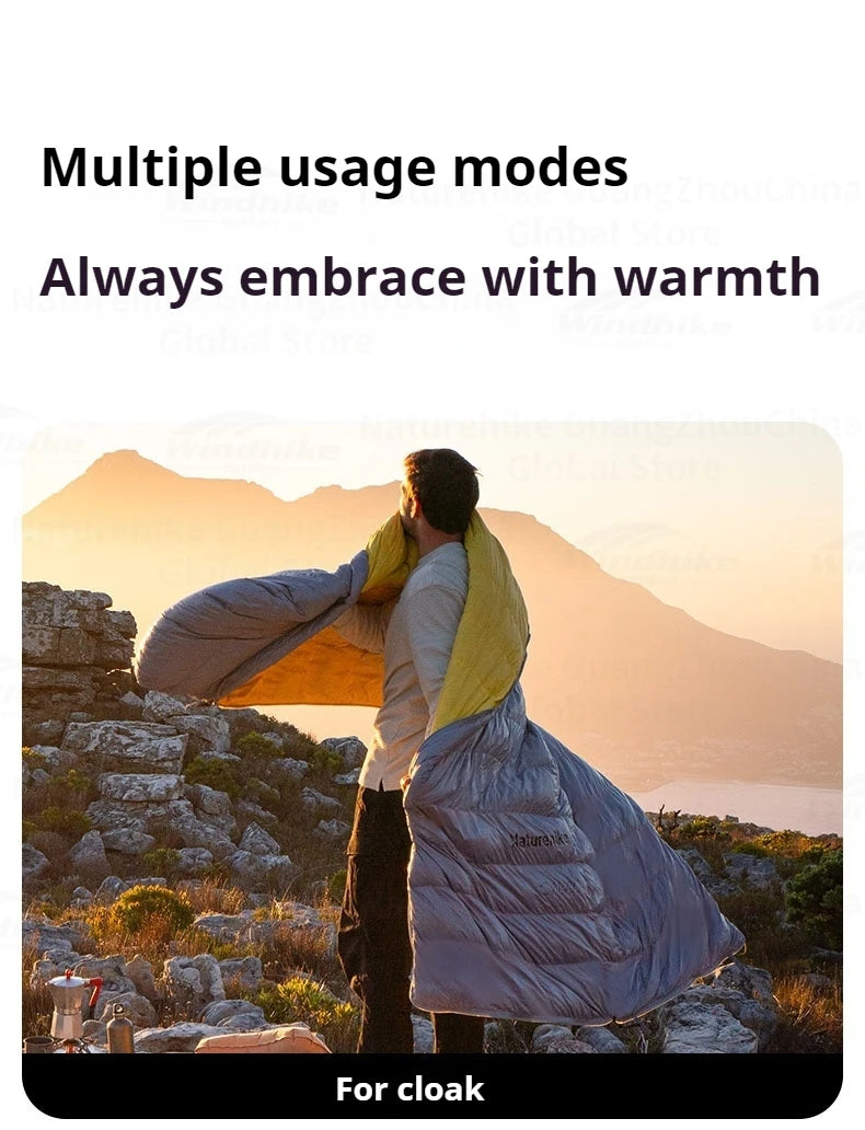 Naturehike CW400 Sleeping Bag Winter 650FP Duck Down Hooded Hiking Sleeping Bag 20D Nylon Waterproof Ultralight Envelope Warm