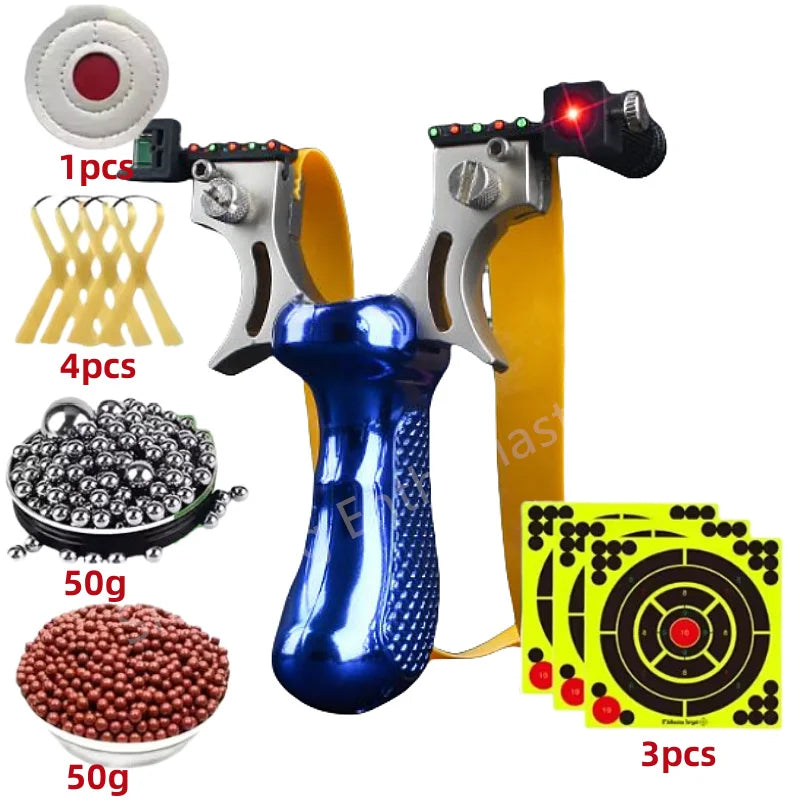 Outdoor shooting infrared laser hunting catapult rubber strap steel ball bullseye set game easy to carry