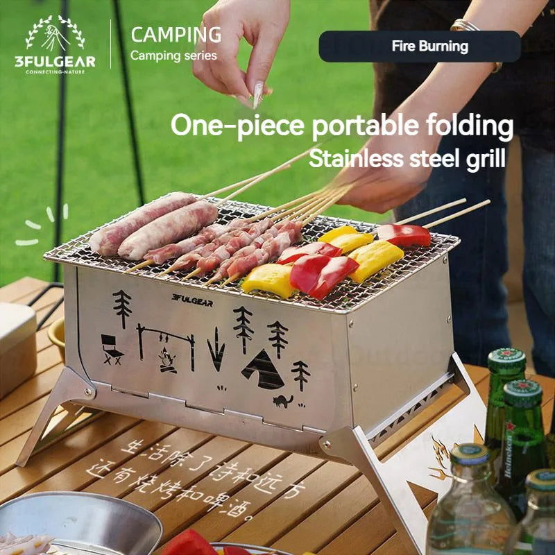 3F UL GEAR Camping Folding Firewood Stove All-In-One Style Tabletop BBQ Furnace 2.2kg Ultralight Outdoor Cooking Equipment Oven