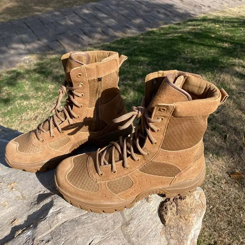 2025 Summer Mesh Breathable Outdoor Men's Ultra-light Wear-resistant High-top Zipper Anti-puncture Desert Mountaineering Boots