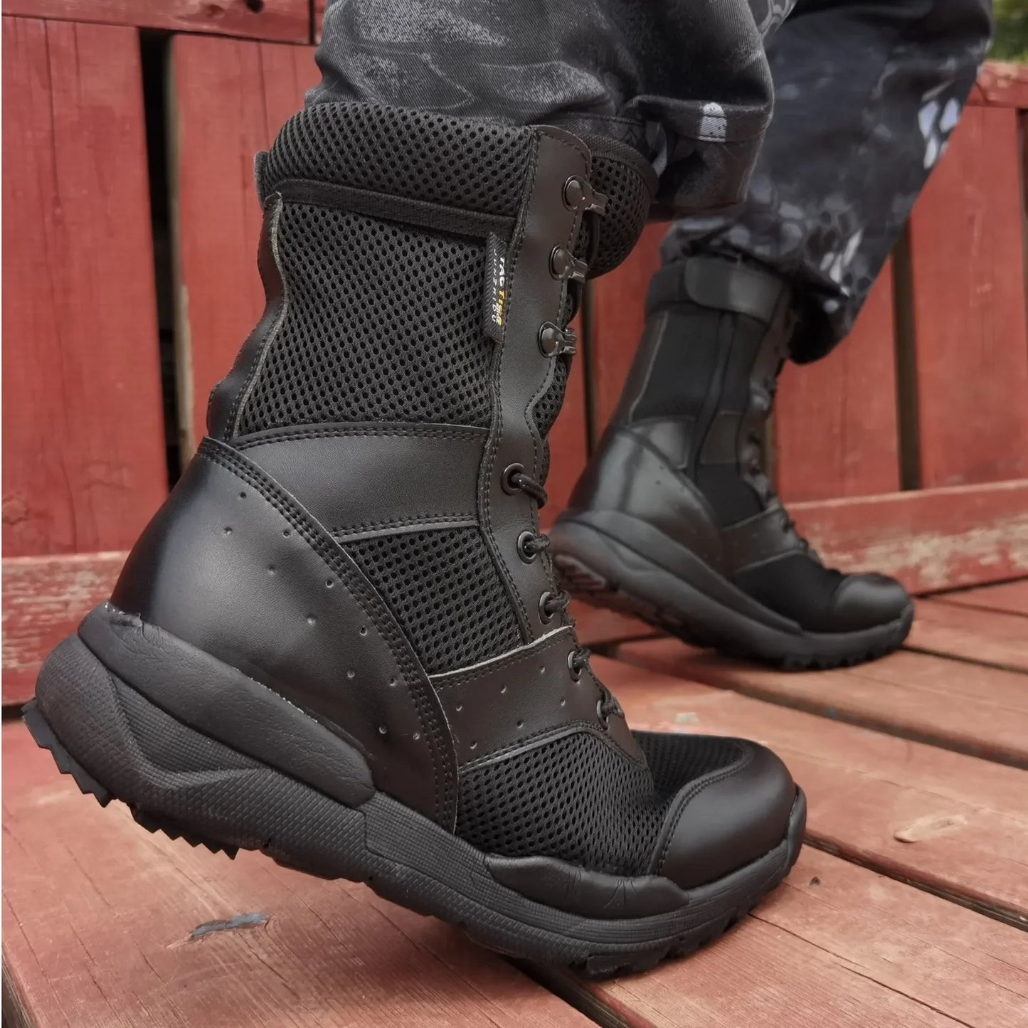 Waterproof Lace Up Tactical Boot Fashion Mesh Motorcycle Men's Work Shoes 47 48 Light Men Combat Ankle Boots