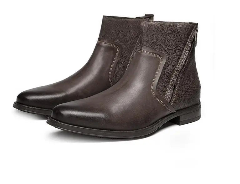 2026 Spring Autumn Ankle Boots Fashion Male Cow Genuine Leather Shoes Dual Zip Leisure Leather Boots Motorcycle Shoes Boys A049