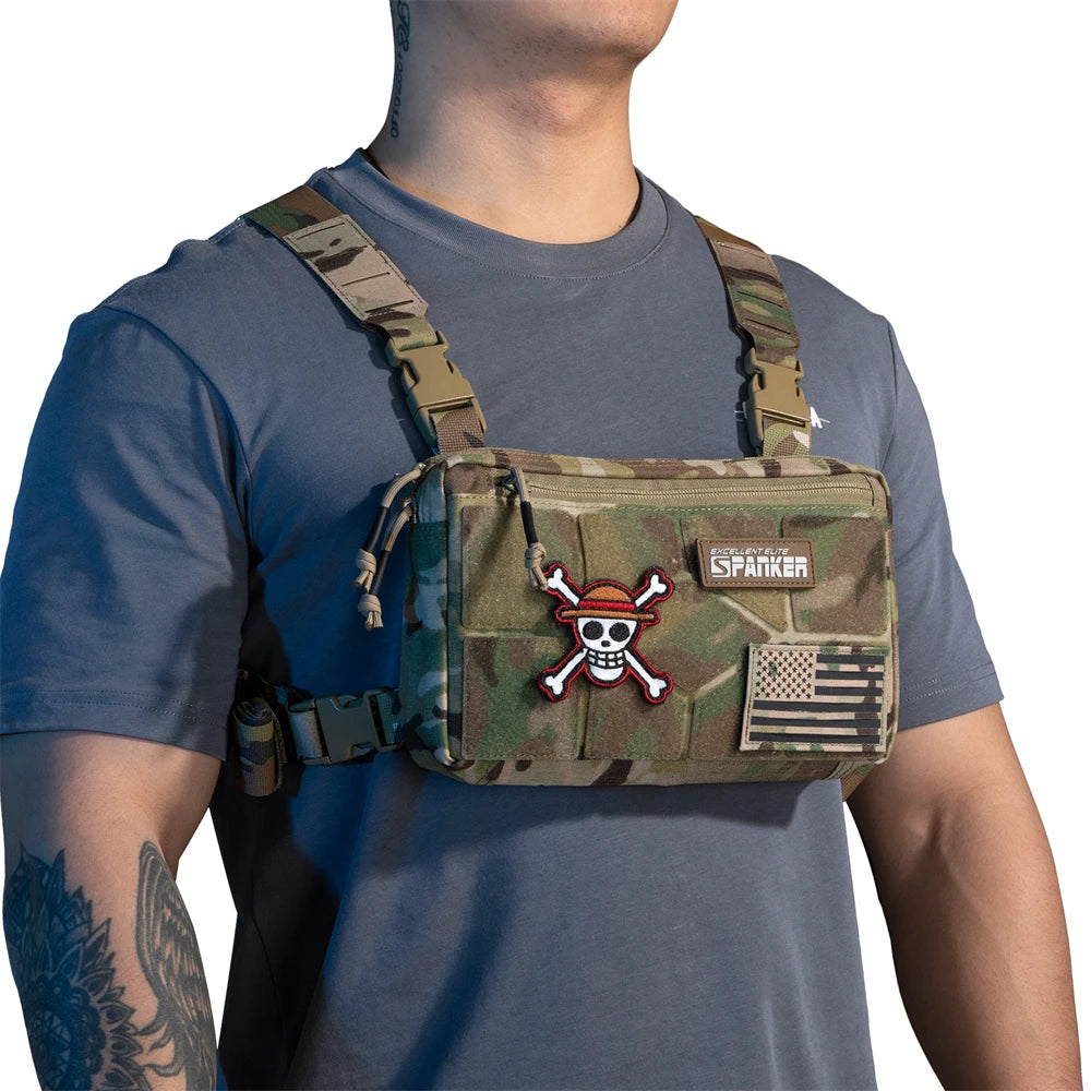 Tatcical Chest Rig Pouch Men's Functional Vest Bag Survival Army CAMO Molle System Kit Bag Backpack Locomotive Backpack