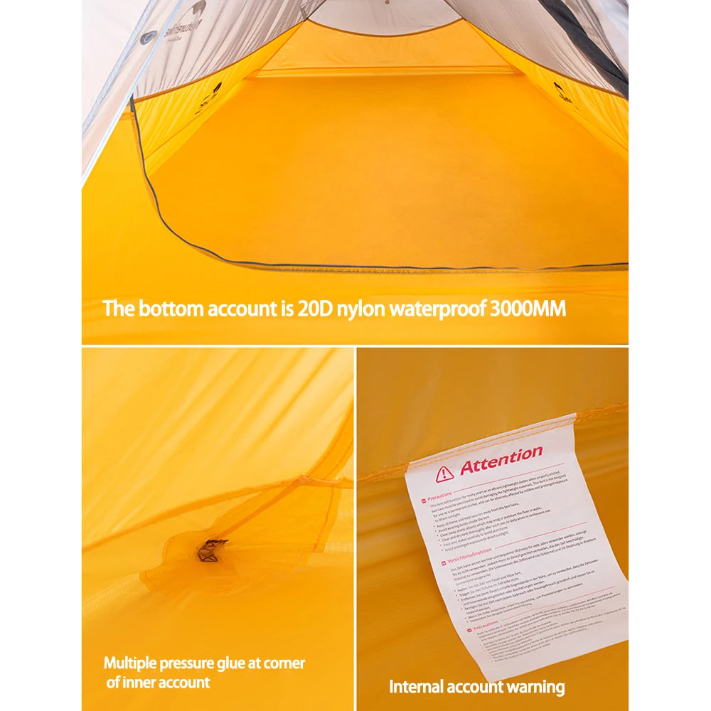 Naturehike Cloud Up 2 Camping Tent 1-2 Person Nylon 20D Travel Tent Waterproof Portable Hiking Backpacking Tent Ultralight