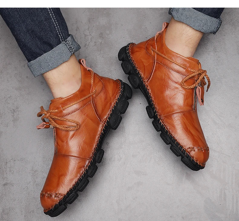 Genuine Leather Shoes Male Luxury High Quality Men Ankle Boots Outdoor Comfortable Casual Shoes Fashion Zip Men Motorcycle Boots