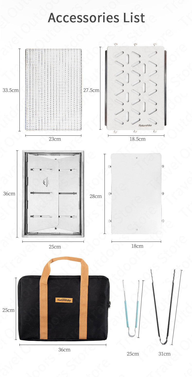 Naturehike IGT Outdoor Folding BBQ Grill Stainless Steel Embedded Oven Portable Stove Camping Picnic Tool Barbecue Accessories