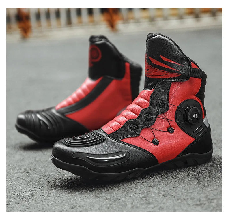 37-48 Motorcycle Boots Non-Slip Studded Boots Leather Enduro Motorcycle Boots Men's Biker Boot Four Seasons Riding Racing Shoes