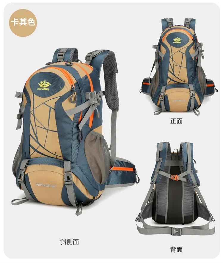 Mountaineering backpack 40 liters men's and women's outdoor sports bag waterproof camping hiking rain