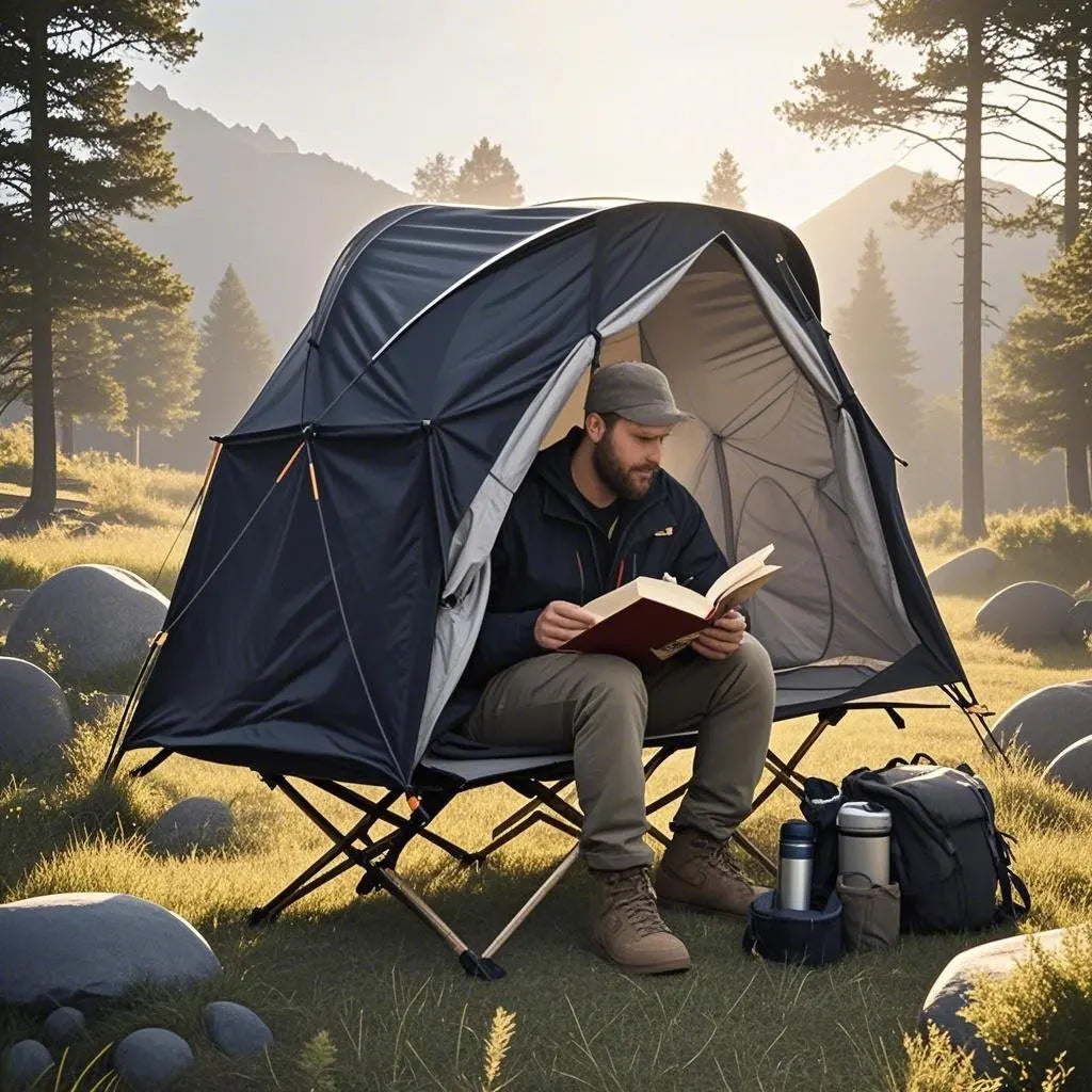 All-Season Camping Cot Tent 1-Person - Sturdy Cross-Braced Structure, for Fishing or Outdoor Activities,, Compact & Portable