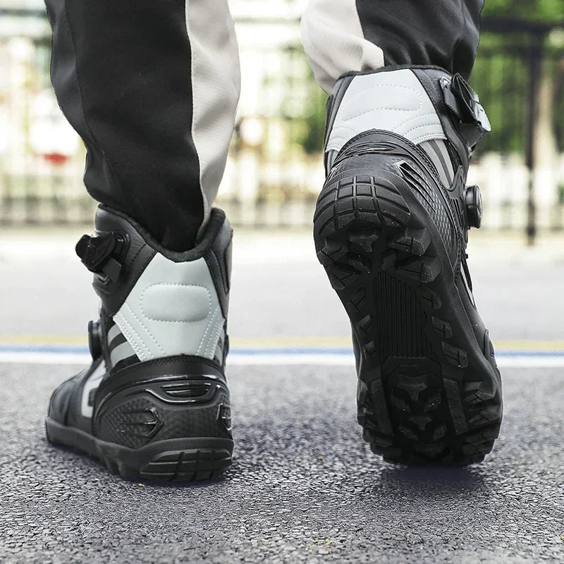 Summer Retro Mountain Off-road Motorcycle Riding Boots Men Motorbike Motocross Cycling Shoes With Gear Shift Pad Rubber Sole