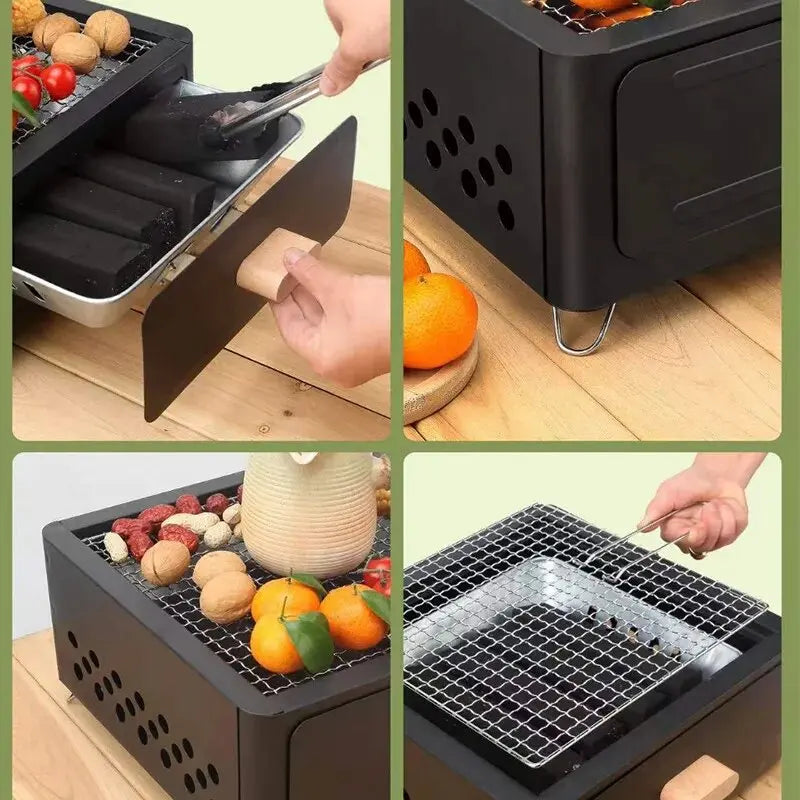 Portable Outdoor Barbecue Stove, Camping Equipment, Charcoal Tea Oven Set Bushcraft Tourism Picnic Cookware Bbq Articles for Use