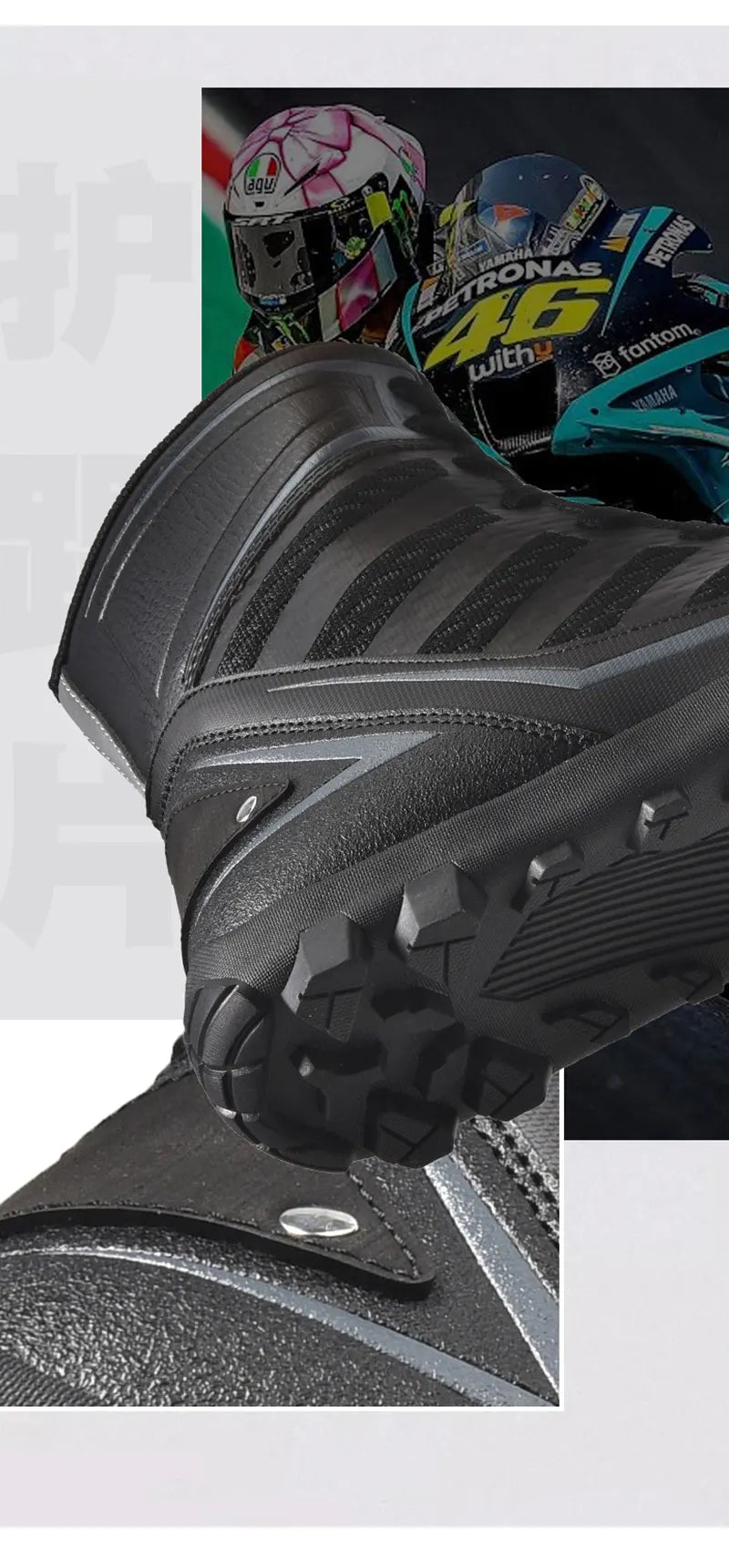 Men's Motorcycle Boots New Breathable Stripe Motos Riders Shoes Outdoor Motocross Protective Boots Hiking Non-slip Sports Shoes