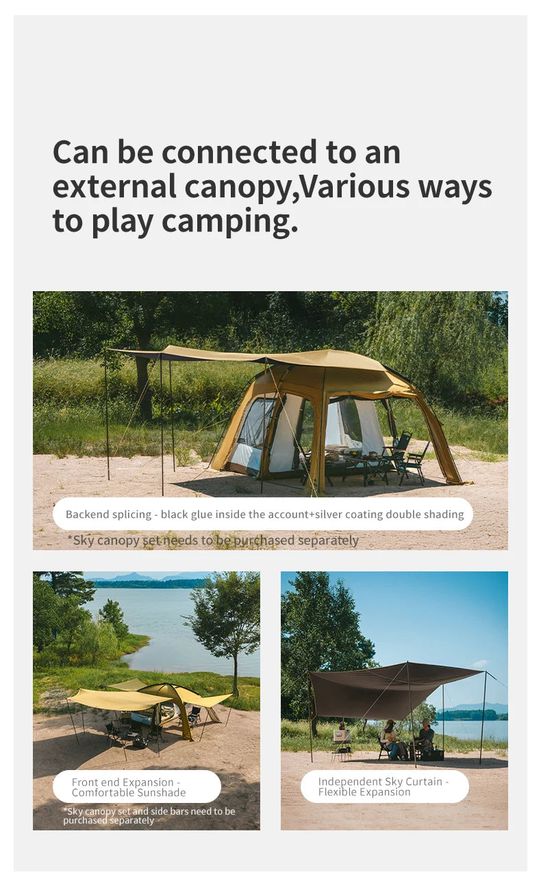 Naturehike Outdoor 4-6 Person Camping Dune 10.9 Tent One Bedroom One Living Room Hiking Tent 75D Nylon Camping Tents Canopy