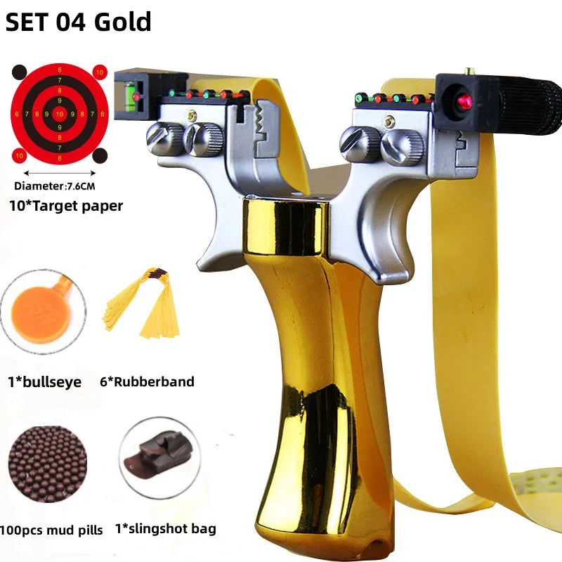 Powerful New Laser Slingshot Upgrade Outdoor Shooting Catapult Double Screw Quick Pressure Rubber Band Toy Hunting Tools Outdoor