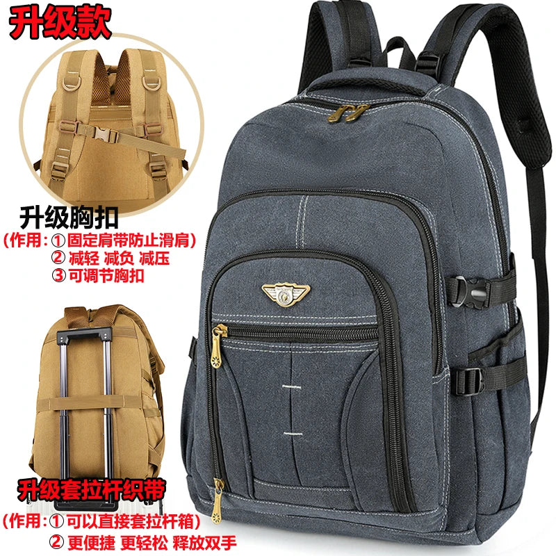 55L 70L Canvas Sports Backpack Men Outdoor Hiking Camping Travel Bag Luggage Rucksack Large Capacity Climbing Tactical Backpack