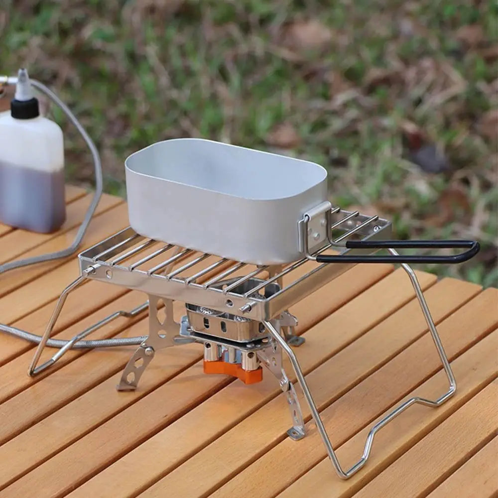 Stainless Steel Foldable Camping Grill Rack Corrosion Resistan Foldable BBQ Stove Stand Folding Heat-resistant