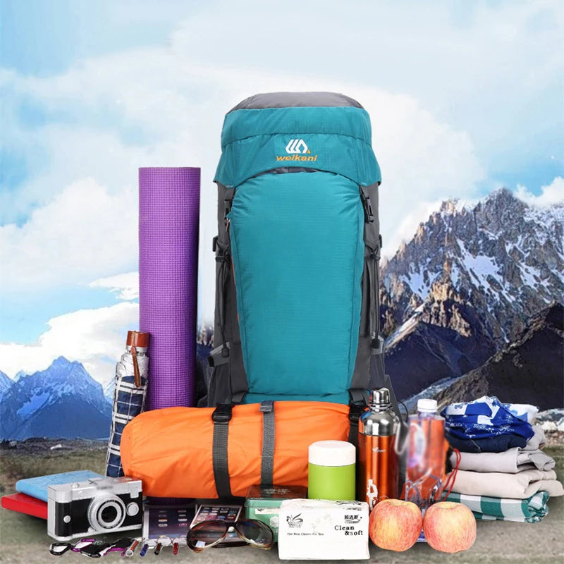 65L Climbing Backpack Large Capacity Outdoor Camping Sports Women Men Waterproof Travel Nature Hike Mountaineering Trekking Bag