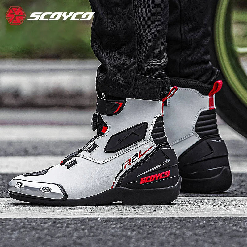 Scoyco R2 Motorcycle Riding Boots Locomotive Anti-drop Shoes Knight Competition Road Racing Shoes Men's Four-season New Products