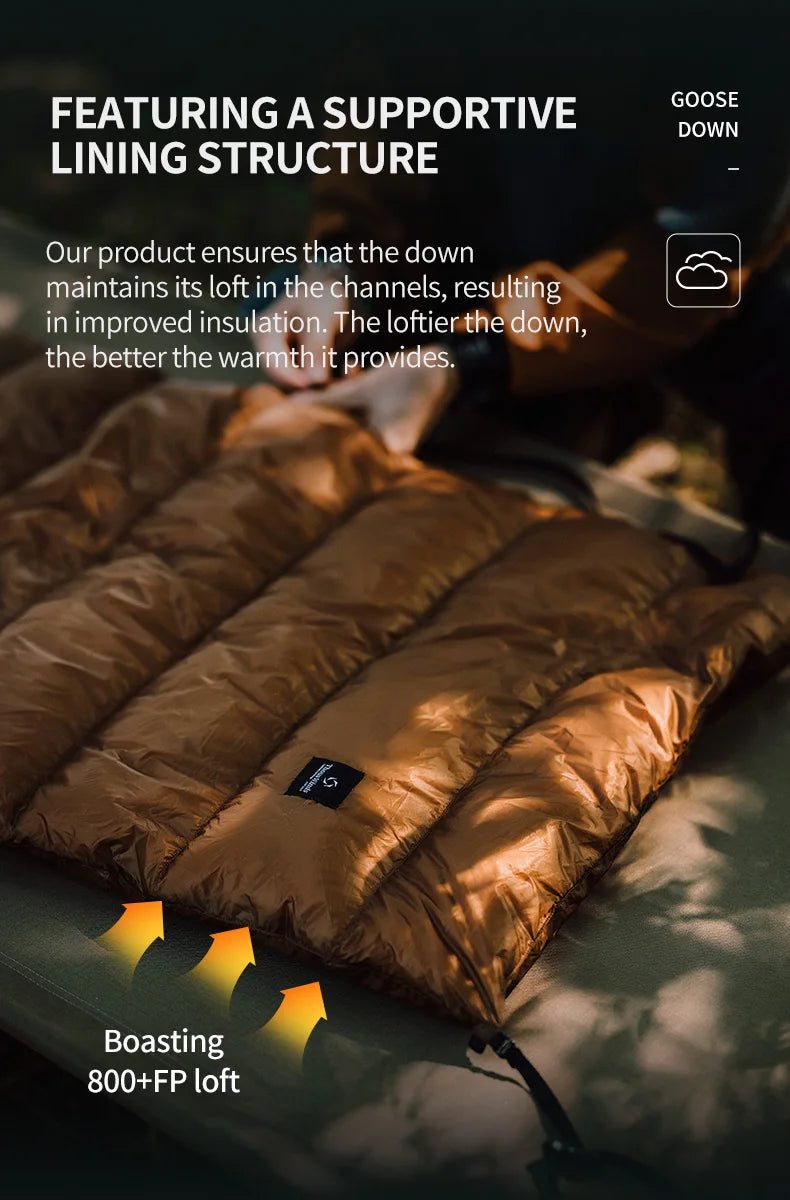 Thous Winds Camping Cot Down Winter Waterproof Sleeping Bag Down Camping Cot Down Backing Fit with Helinox Cot Camping Supplies