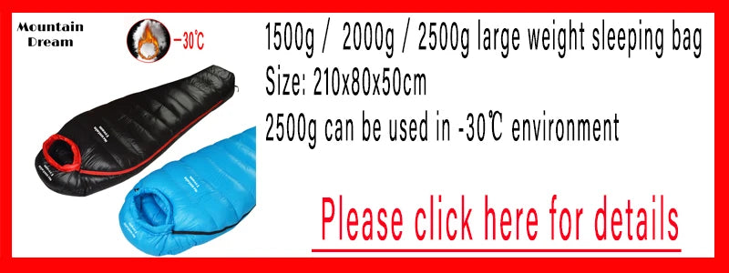 Winter Down Sleeping Bag Adult Mummy White Goose Down Warm Sleeping Bag Three Seasons Suitable For Camping Trips