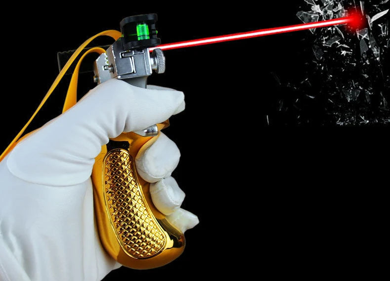 Laser Aiming Slingshot Set Resin Outdoor Hunting Catapult with Flat Rubber Band Outdoor High Precision Shooting Accessories Tool