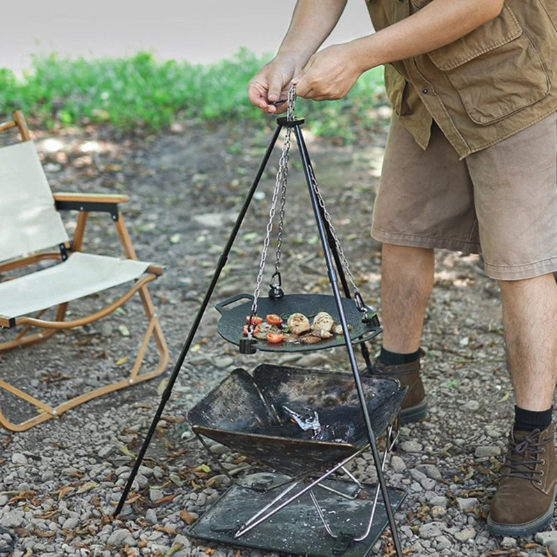 Portable Detachable Vertical Tripod Grill Barbecue Grill Bracket Barbecue Grill Tripod Stand Tripod Grill Hanger Outdoor Grills