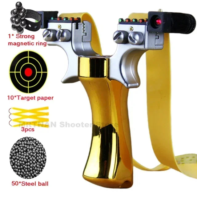 Powerful Laser Slingsshot Upgrade Outdoor Shooting Catapult Double Screw Quick Pressure Rubber Band Hunting Slingshot