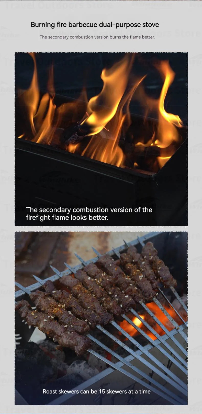 3F UL GEAR Camping Folding Firewood Stove All-In-One Style Tabletop BBQ Furnace 2.2kg Ultralight Outdoor Cooking Equipment Oven