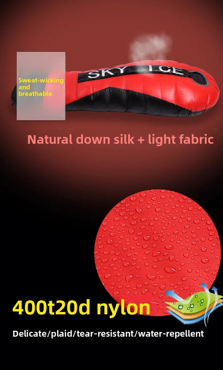 Lightweight Goose Down Double Sleeping Bag Adult Outdoor AllSeason Camping
