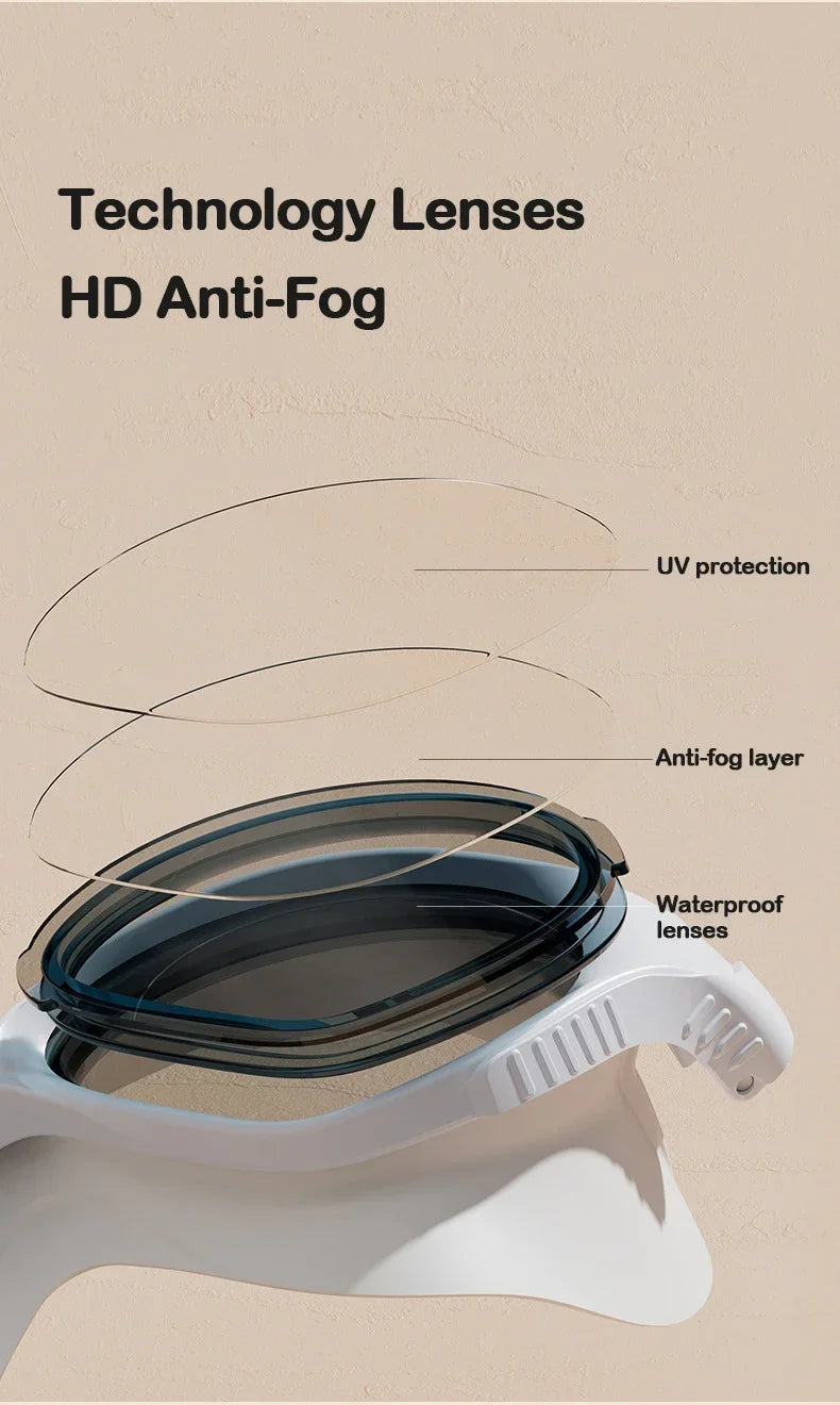 Big Frame Professional HD Anti-fog Silicone Swimming Goggles Adults With Earplugs Swim Glasses Men Women Goggles