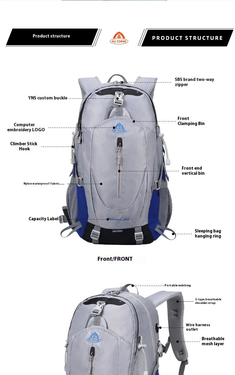 30L Outdoor Backpack Hiking Bag Multi functional Anti splash Mesh Frame Backpack for Tourism Ultra Light Travel Backpack