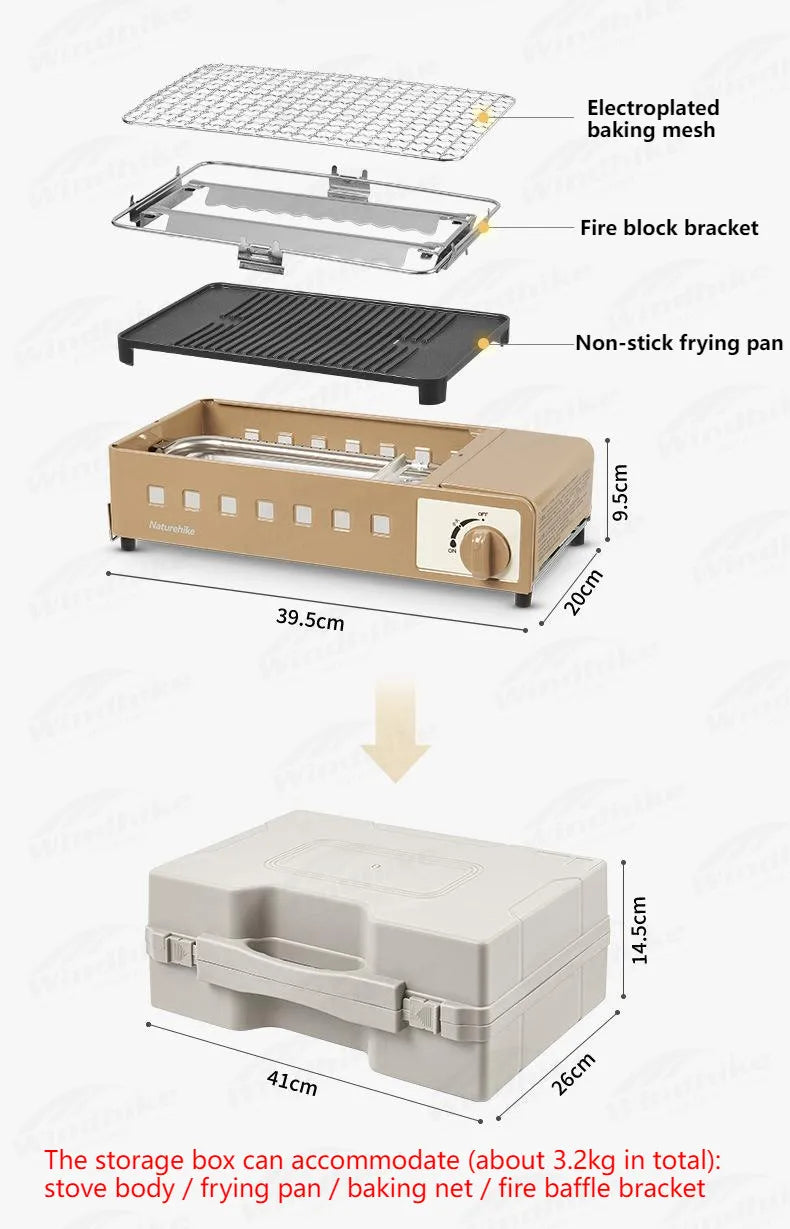 Naturehike Camping Gas Stove Burner 2300W Strong Fire Cooking Furnace Outdoor Picnic Barbecue Fry Grill Boil Pot Pan Portable
