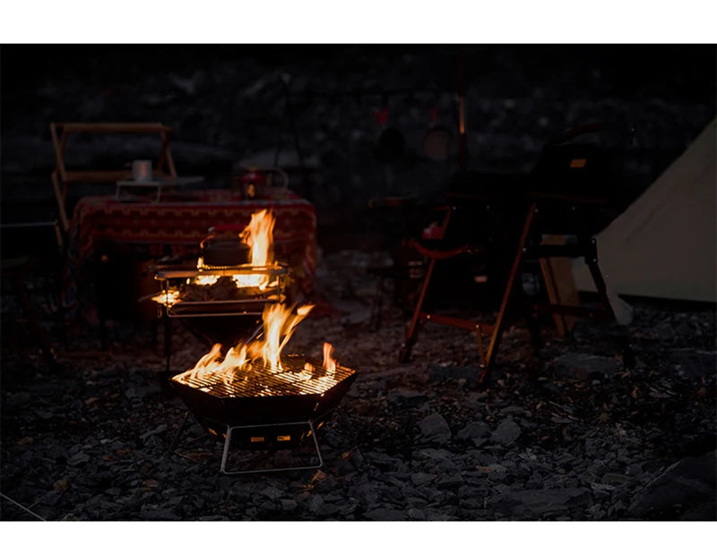 Outdoor Folding Stainless Steel Grill Barbecue Rack Detachable Charcoal Stove BBQ Grill Lightweight Brazier Foldable Hibachi