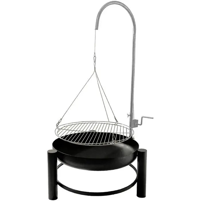 Backyard Height Adjustable Barbecue Grill with Tripod Charcoal Fire Pit Outdoor Camping Hanging Charcoal BBQ Grill