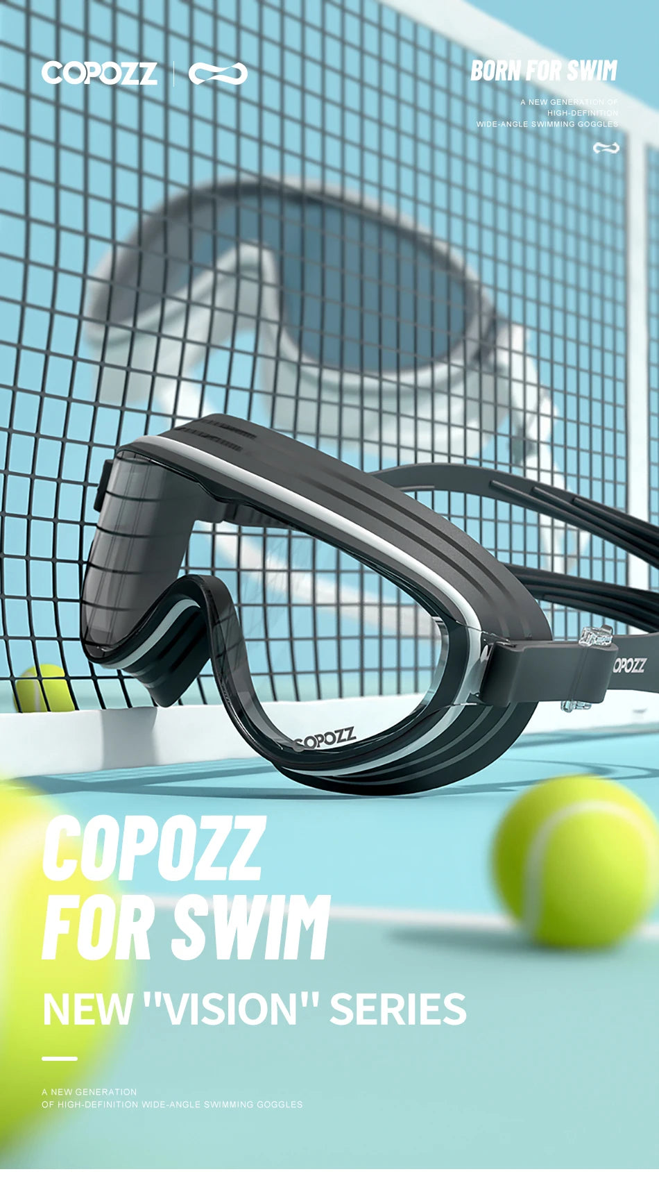 COPOZZ New Large Frame Adults Swimming Goggles Professional Plating Durable Anti Fog Comfort Eyewear Swimming Glasses Men Women