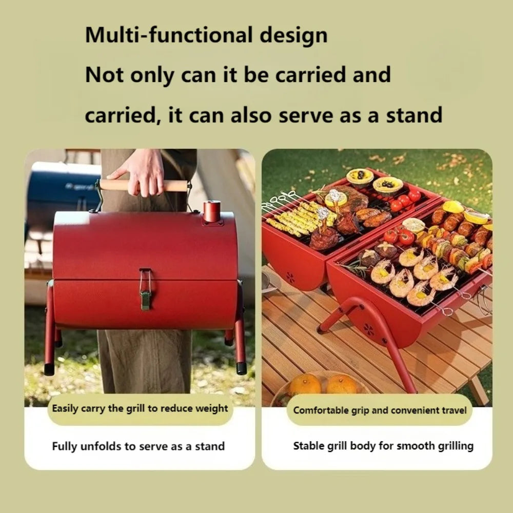 Small Folding Barbecue Grill Outdoor Portable Camping Charcoal Stove for Picnic Backyard Party