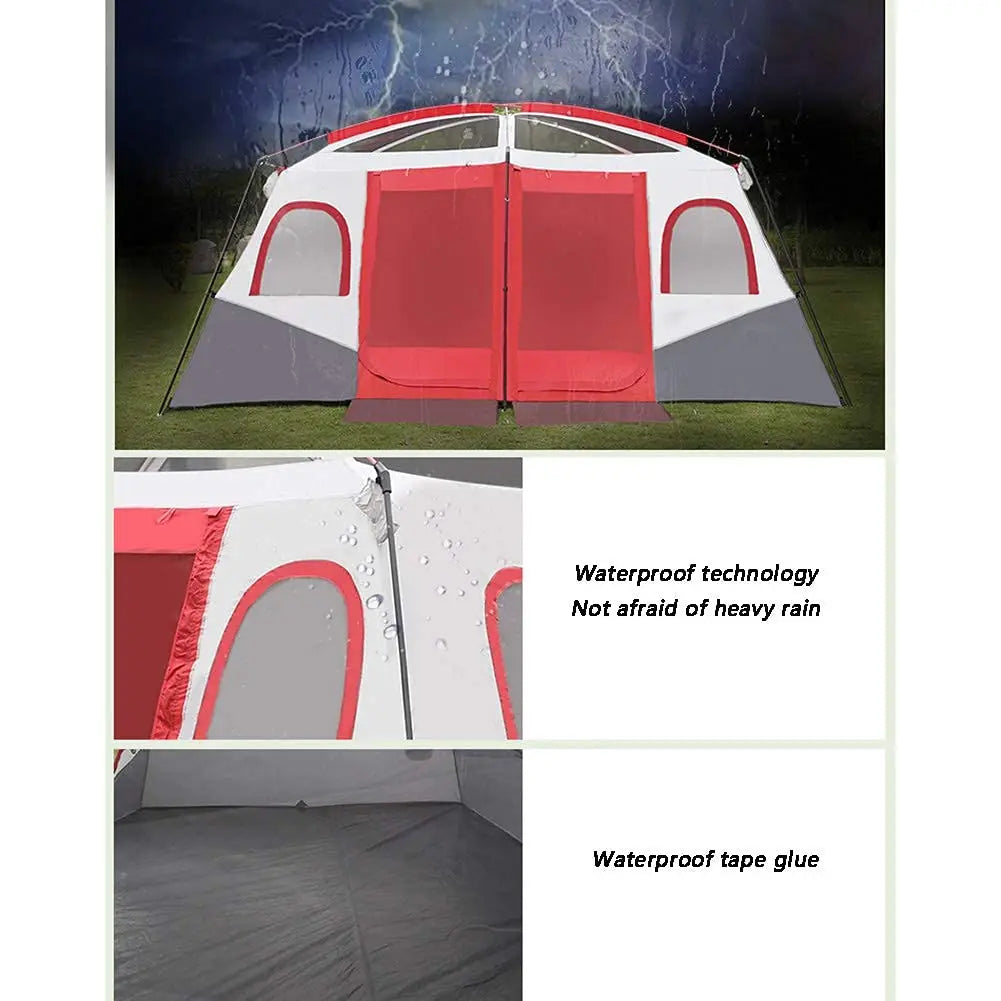 Custom China Travel 4 Season La Tente 2 Rooms Camping Tents 12 Persons Waterproof Outdoor Family Big Camping Tent for 12 Persons