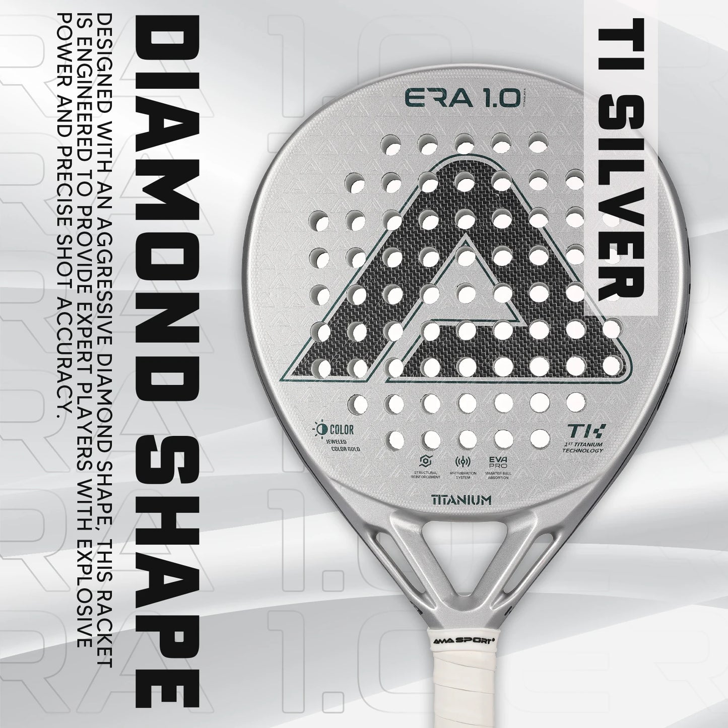 AMASPORT 1st Titanium Technology Paddle Tennis Racket Surface Frosted Treatment T-Titanium Pickleball Paddle For Senior Player